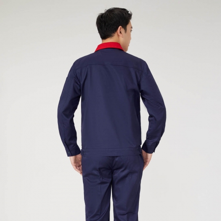 寶藍(lán)拼大紅色機(jī)械加工工作服AC2201-1